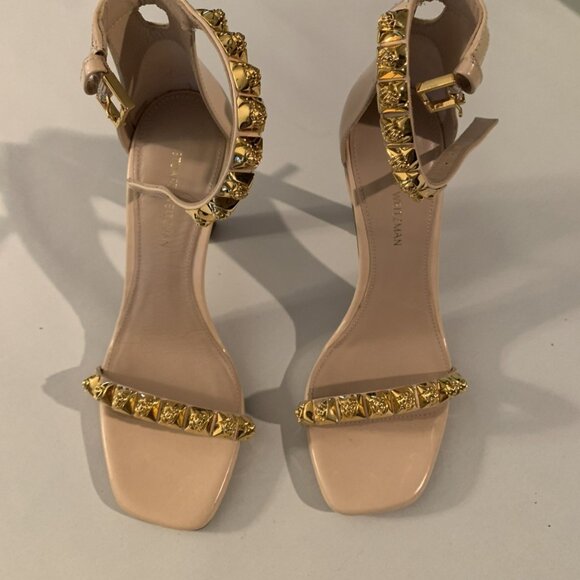 Stuart Weitzman High heel nude blush gold stud accents womens shoes - Picture 2 of 16